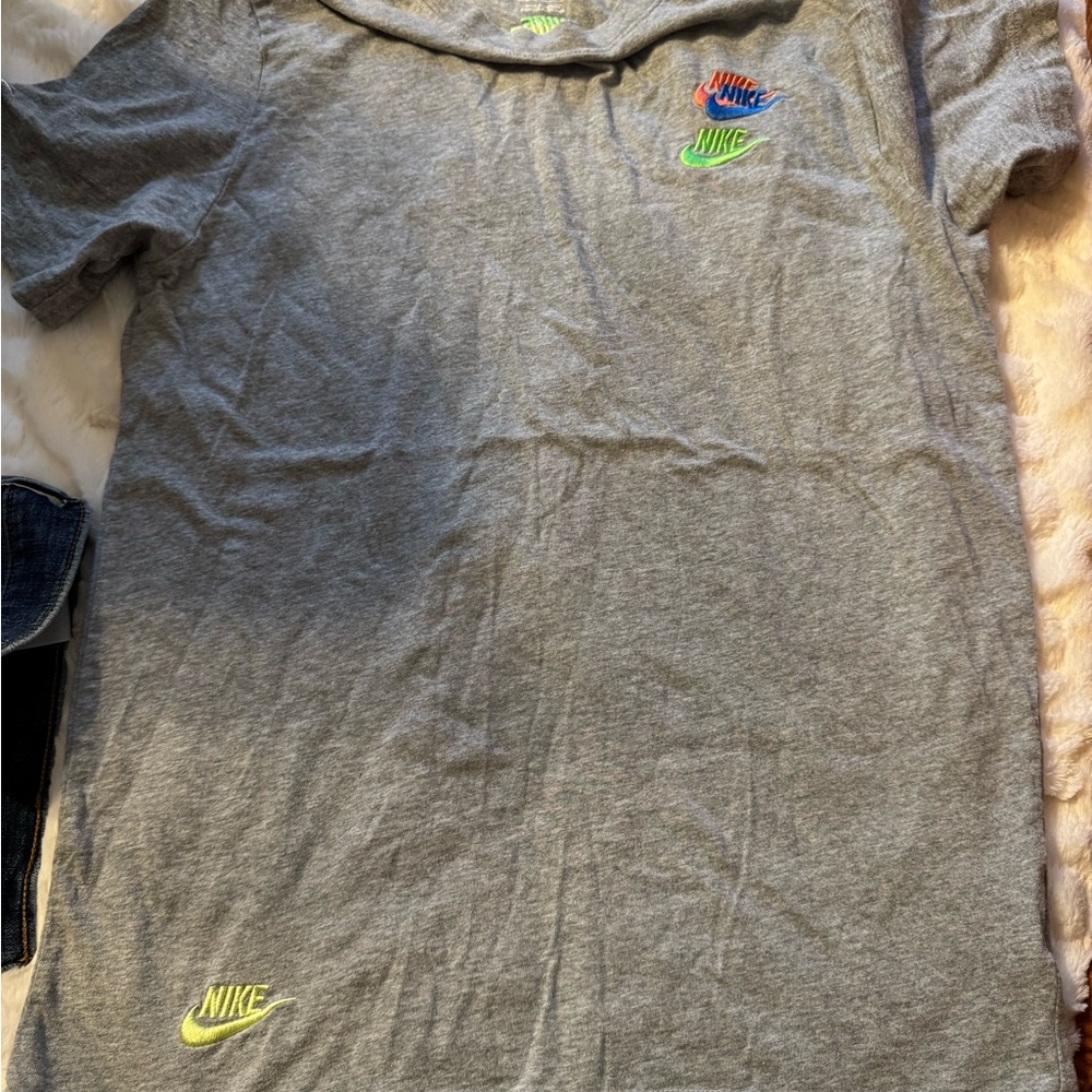 Nike Gray T-Shirt with Colorful Logo